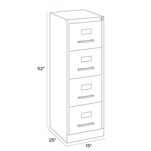 Economy Vertical File, 4 Letter-Size File Drawers, Light Gray, 15" x 25" x 52" - Image 6