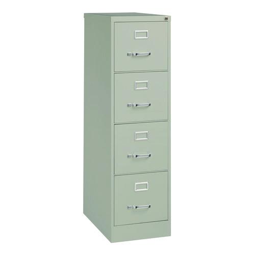 Economy Vertical File, 4 Letter-Size File Drawers, Light Gray, 15" x 25" x 52"