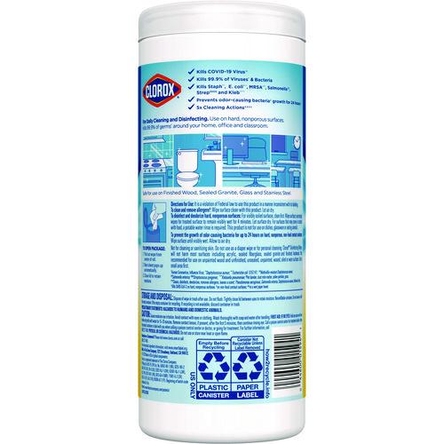 Disinfecting Wipes, Bleach Free Cleaning Wipes, 1-Ply, 7 x 8, Crisp Lemon, White, 35/Canister, 12 Canisters/Carton - Image 4