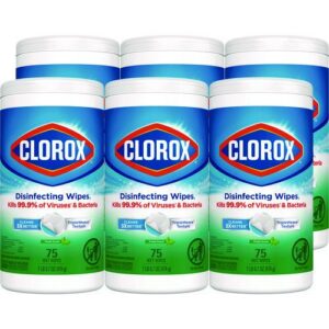 Disinfecting Wipes, Bleach Free Cleaning Wipes, 1-Ply, 7 x 8, Fresh Scent, White, 75/Canister, 6 Canisters/Carton