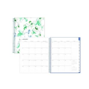 Lindley Monthly Planner, Floral Artwork, 10 x 8, White/Blue/Green Cover, 12-Month (Jan to Dec): 2025