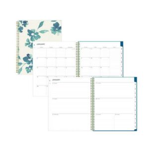 Bakah Blue Weekly/Monthly Planner, Floral Artwork, 11 x 8.5, Blue/White Cover, 12-Month (Jan to Dec): 2025