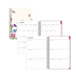 Fly By Frosted Weekly/Monthly Planner, Butterflies Artwork, 8 x 5, Blush/Pink Cover, 12-Month (Jan to Dec): 2025