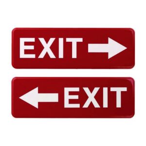 Emergency Exit Indoor/Outdoor Wall Sign, 9 x 3, Red Face, White Graphics, 2/Pack