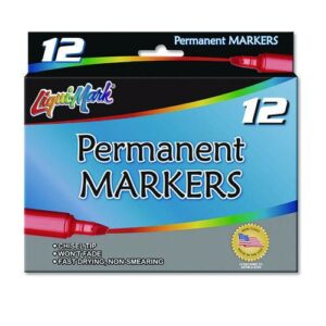 Permanent Marker, Chisel Tip, Black, Dozen