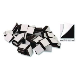Adhesive Magnetic Squares, 0.5" x 0.5", Black, 100/Set