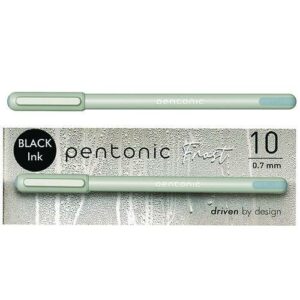 PENTONIC Gel Pen, Stick, Fine 0.7 mm, Black Ink, Pale Gray Barrel, 10/Pack