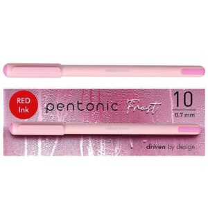 PENTONIC Gel Pen, Stick, Fine 0.7 mm, Red Ink, Pale Pink Barrel, 10/Pack