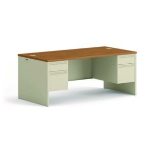 38000 Series Double Pedestal Desk, 72" x 36" x 29.5", Harvest/Putty