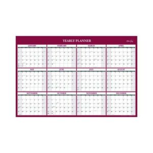 Classic Red Laminated Erasable Wall Calendar, 36 x 24, White/Red/Gray Sheets, 12-Month (Jan to Dec): 2025