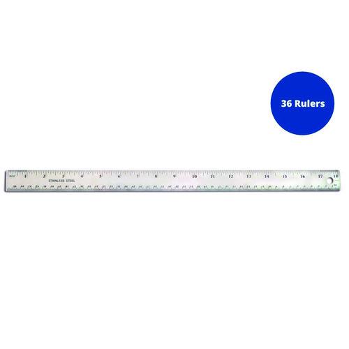 Stainless Steel Ruler, Standard/Metric, 18" Long, Silver, 36/Carton - Image 3