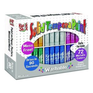 Kwik Stick Tempera Paint, 3.5", Assorted Metallic Colors, 72/Pack, 3 Packs/Carton