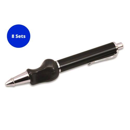 The Pencil Grip Heavyweight Ballpoint Pen with Patented Grip, Retractable, Medium 0.7mm, Black Ink, Black/Silver Barrel, 8/CT - Image 6