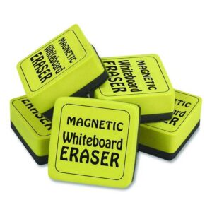 Whiteboard Magnetic Eraser, 2" x 2" x 1", Black; Yellow, 144/Carton