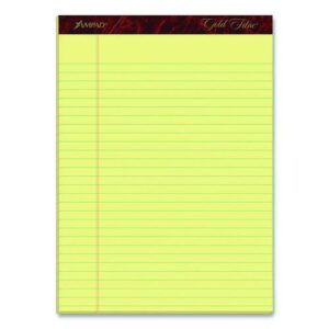 Gold Fibre Writing Pads, Wide/Legal Rule, 50 Canary-Yellow 8.5 x 11.75 Sheets, 4/Pack