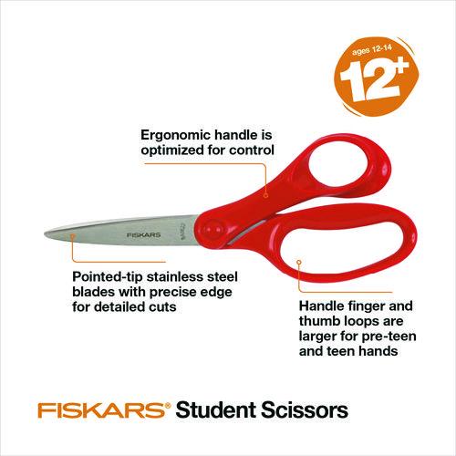 Student Scissors, Pointed Tip, 7" Long, Offset Assorted Color Handle - Image 2