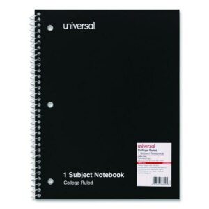 Wirebound Notebook, 1-Subject, Medium/College Rule, Black Cover, (100) 11 x 8.5 Sheets