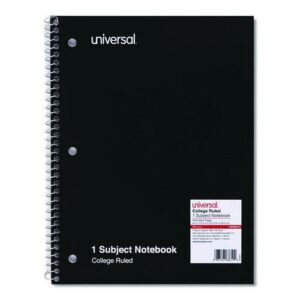 Wirebound Notebook, 1-Subject, Medium/College Rule, Black Cover, (70) 10.5 x 8 Sheets