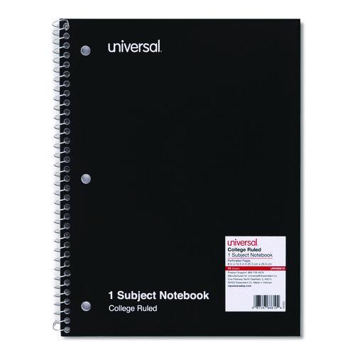 Wirebound Notebook, 1-Subject, Medium/College Rule, Black Cover, (70) 10.5 x 8 Sheets