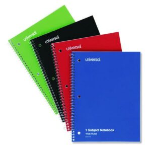 Wirebound Notebook, 1-Subject, Wide/Legal Rule, Assorted Cover Colors, (70) 10.5 x 8 Sheets, 4/Pack