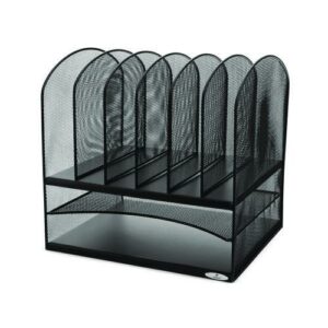 Onyx Mesh Desk Organizer with Two Horizontal and Six Upright Sections, Letter Size Files, 13.25" x 11.5" x 13", Black