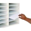 Wood Adjustable 12 Compartment Literature Organizer, 12 Sections, Letter Size, 20 x 11.8 x 16.3, White - Image 11