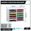 Wood Adjustable 12 Compartment Literature Organizer, 12 Sections, Letter Size, 20 x 11.8 x 16.3, White - Image 7