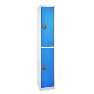 Steel Storage Locker, 2 Compartment, 12 x 12 x 72, Blue