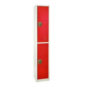 Steel Storage Locker, 2 Compartment, 12 x 12 x 72, Red