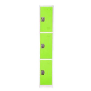 Steel Storage Locker, 3 Compartment, 12 x 12 x 72, Green