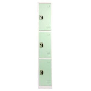 Steel Storage Locker, 3 Compartment, 12 x 12 x 72, Misty Green