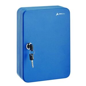 Steel Secure Key Cabinet with Key Lock, 48-Key, 7.1 x 3.1 x 10, Stainless Steel 304, Blue
