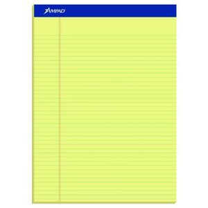 Perforated Writing Pads, Narrow Rule, 50 Canary-Yellow 8.5 x 11.75 Sheets, Dozen