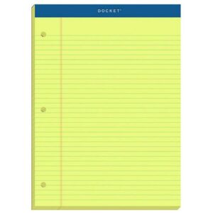 Double Docket Ruled Pads with Extra Sturdy Back, Medium/College Rule, 100 Canary-Yellow 8.5 x 11.75 Sheets