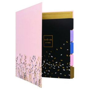 Rollbound Binder, 3 Rings, 1" Capacity, 11 x 8.5, Pink/Gold/Black/White