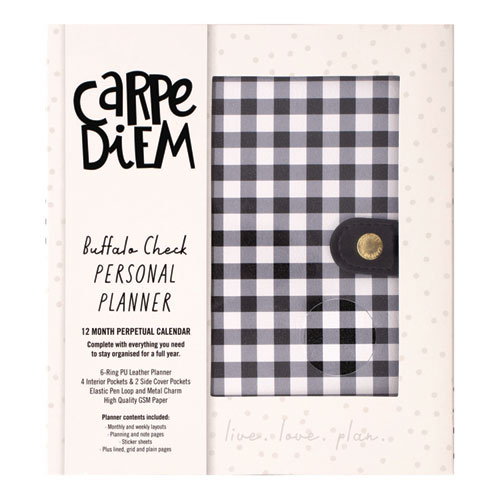 Personal Planner, Chequered, 7.48 x 6.42, Black/White Cover, 12-Month, Undated - Image 2