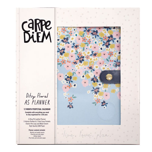 A5 Planner, Feathers, 10.24 x 9.25, Blue/Pink/White/Yellow Cover, 12-Month - Image 2