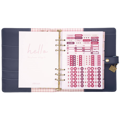 A5 Planner, Feathers, 10.24 x 9.25, Blue/Pink/White/Yellow Cover, 12-Month - Image 5