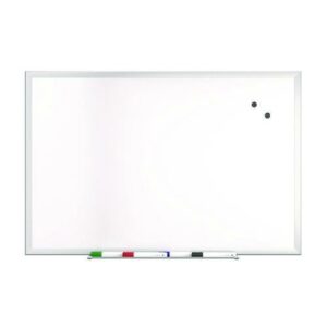 Magnetic Steel Dry Erase Board, 24" x 36", White Surface, Gray/Natural Aluminum Frame