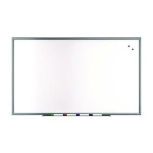 Magnetic Porcelain Dry Erase Board, 60" x 36", White Surface, Gray/Natural Aluminum Frame