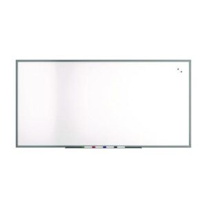 Magnetic Porcelain Dry Erase Board, 96" x 48", White Surface, Gray/Natural Aluminum Frame