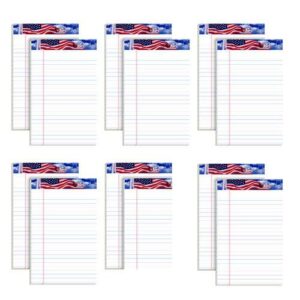 American Pride Writing Pad, Narrow Rule, Red/White/Blue Headband, 50 White 5 x 8 Sheets, 12/Pack