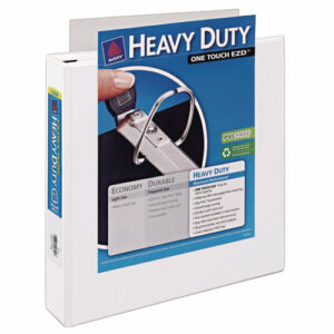 Heavy-Duty View Binder with DuraHinge, One Touch EZD Rings/Extra-Wide Cover, 3 Ring, 1.5" Capacity, 11 x 8.5, White, (1319)