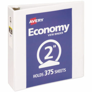 Economy View Binder with Round Rings , 3 Rings, 2" Capacity, 11 x 8.5, White, (5731)