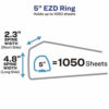 Durable Non-View Binder with DuraHinge and EZD Rings, 3 Rings, 5" Capacity, 11 x 8.5, Black, (8901) - Image 2
