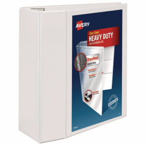 Heavy-Duty View Binder with DuraHinge and Locking One Touch EZD Rings, 3 Rings, 5" Capacity, 11 x 8.5, White