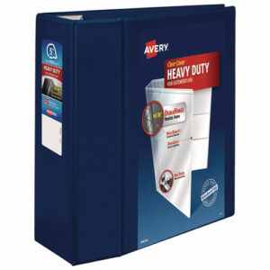 Heavy-Duty View Binder with DuraHinge and Locking One Touch EZD Rings, 3 Rings, 5" Capacity, 11 x 8.5, Navy Blue