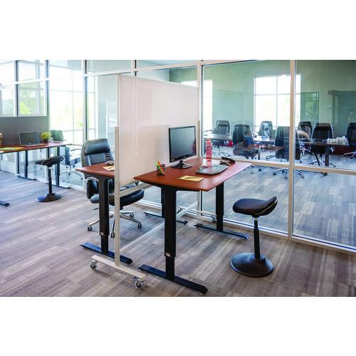 Mobile Magnetic Glass Dry Erase Board, 48" x 36", White Surface, Silver Aluminum Frame - Image 2