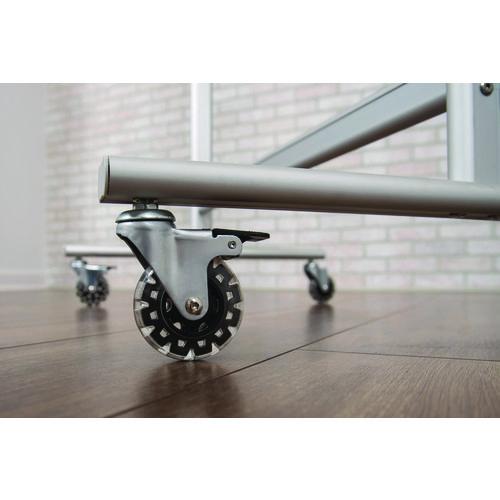 Mobile Magnetic Glass Dry Erase Board, 48" x 36", White Surface, Silver Aluminum Frame - Image 3