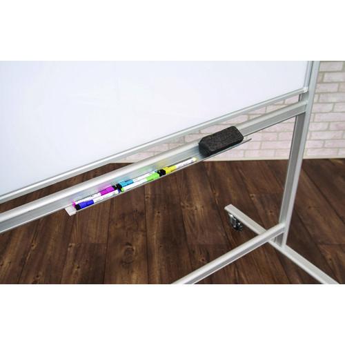 Mobile Magnetic Glass Dry Erase Board, 48" x 36", White Surface, Silver Aluminum Frame - Image 5
